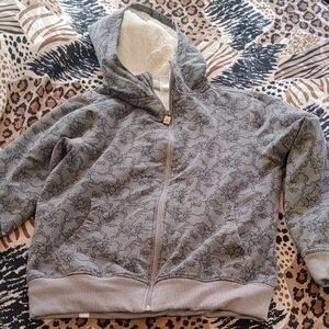 ✅$7 Add On Fire Fly Gray Floral Print Kids Hoodie Sz Med